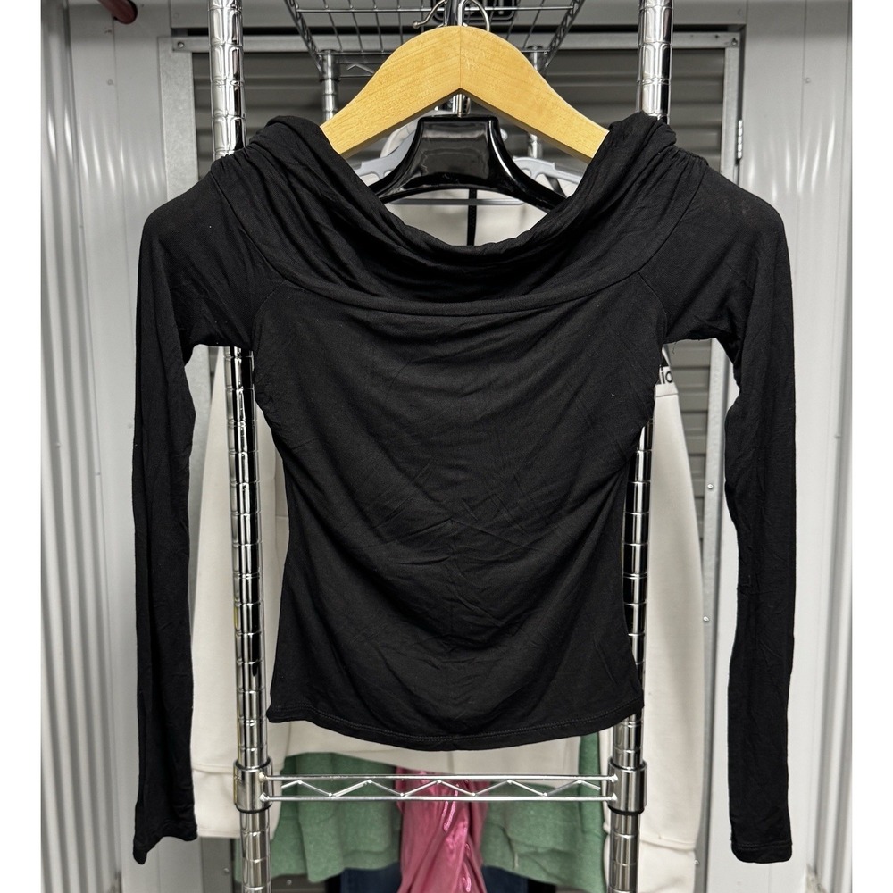 Mango Womens Shirt Sz XS Long Sleeve Blouse Black Comfort Excellent